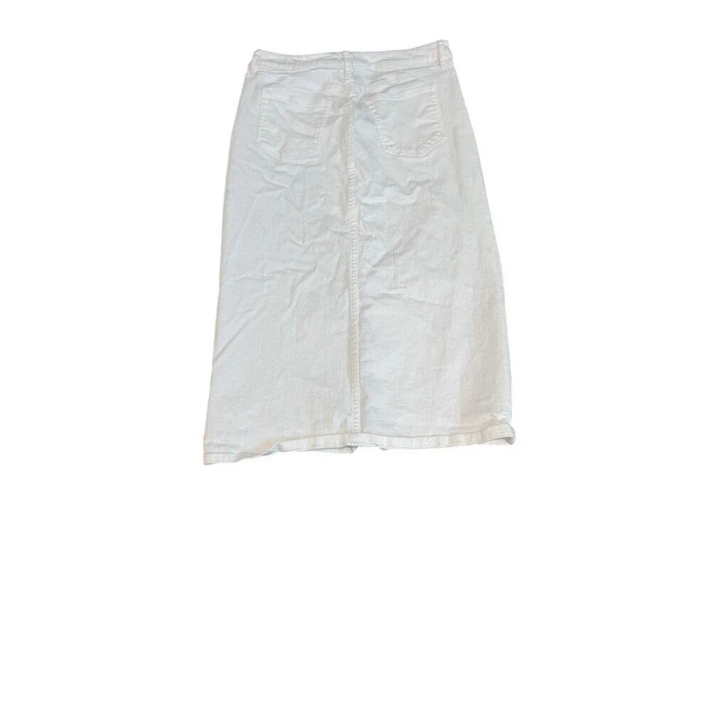 LOFT Outlet Skirt Womens Size 4 White Denim Midi High Rise 5-Pocket - Picture 2 of 8